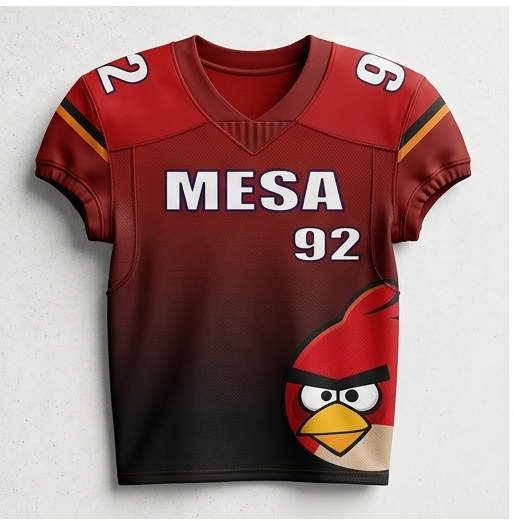 Front view of fan American football jersey featuring bold design and team lettering with lose fit.
