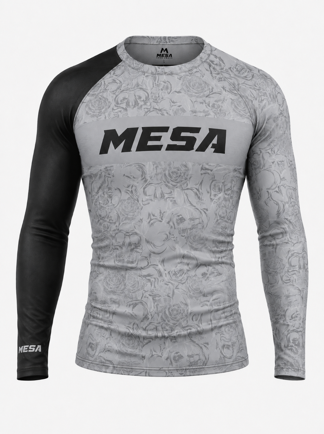 Skull Rose Long-Sleeve MMA Rash Guard - Front View