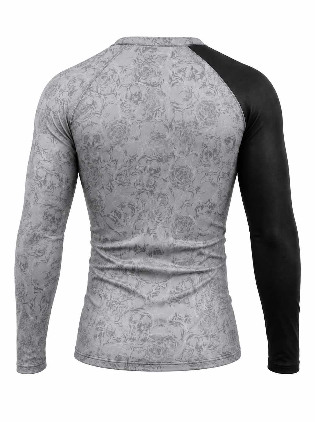 Skull Rose Long-Sleeve MMA Rash Guard - Back View